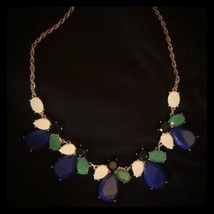 Black teal white gold necklace